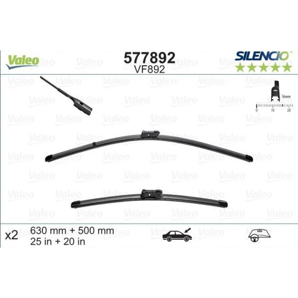 Car wiper blades VALEO SILENCIO X-TRM AUDI Q5 II (2017-...) VF892