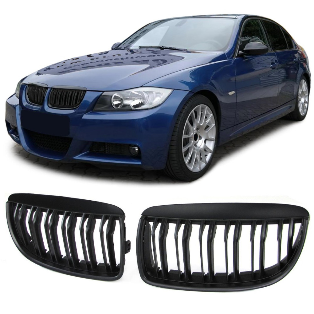 Front grills black matt BMW 3 E90/E91 Pre-facelift Matte Black (2005-2008) 40427
