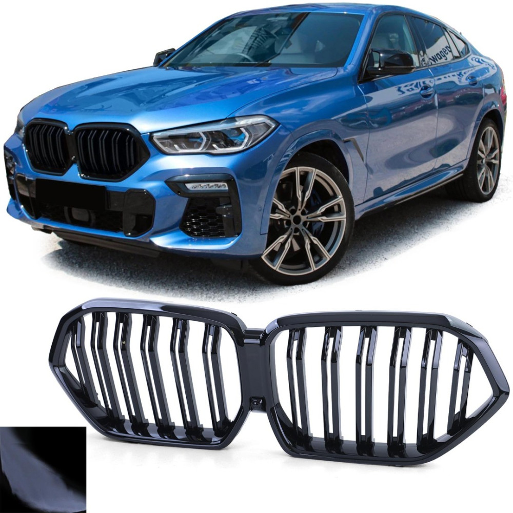 Front grill black gloss BMW X6 G06 Double Stripe Piano Black Gloss (2019-...) 40817