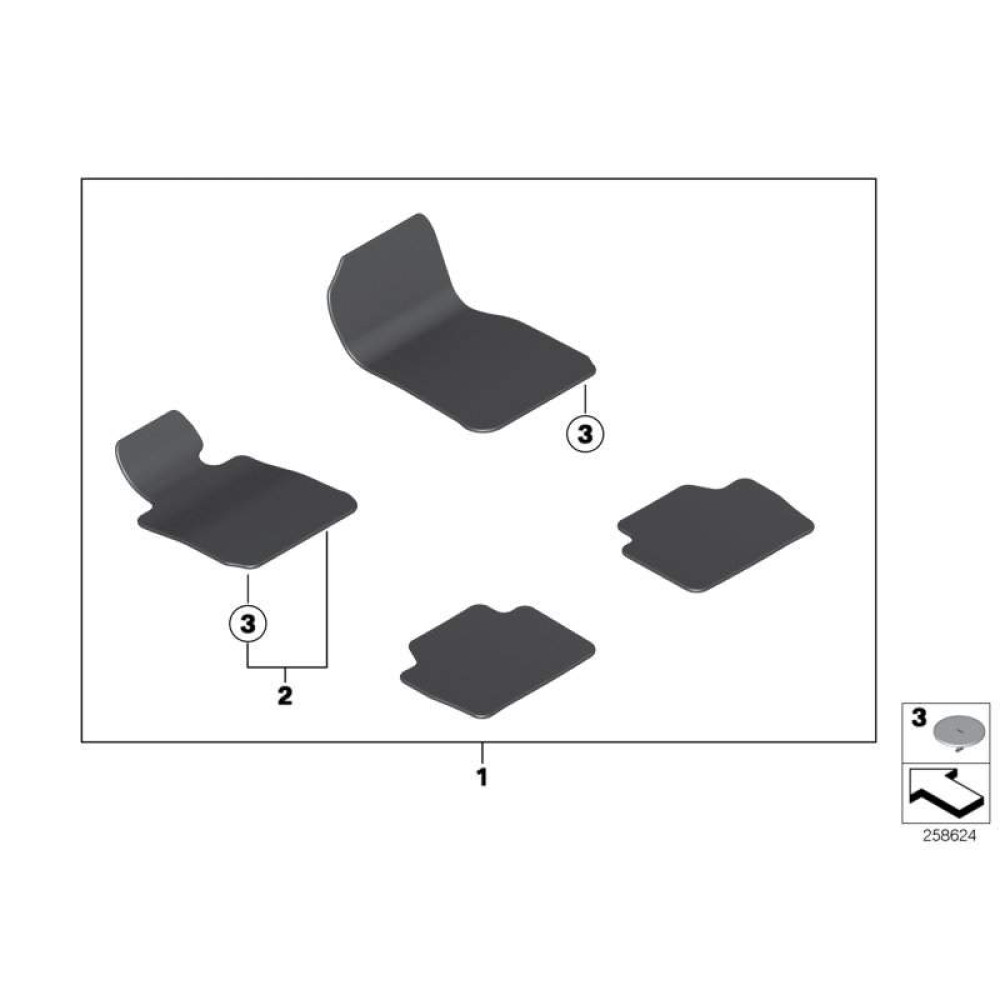 Car OEM textile mats BMW 3 GT F34 Xdrive (2013-2020) 51477335945