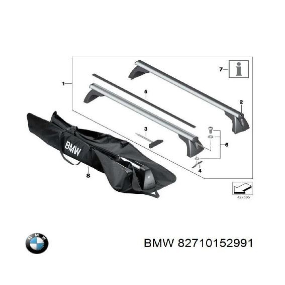 Car roof rack OEM BMW 3 E90 Sedan (2005-2011) 82710152991