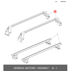 Car roof rack OEM OPEL GRANDLAND X with normal roof (2017-...) 95599847