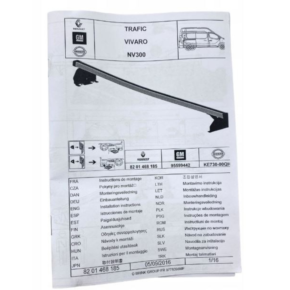 Barras de techo OEM RENAULT TRAFIC/OPEL VIVARO H2 (2014-2020) 8201468185 (1 ud.)