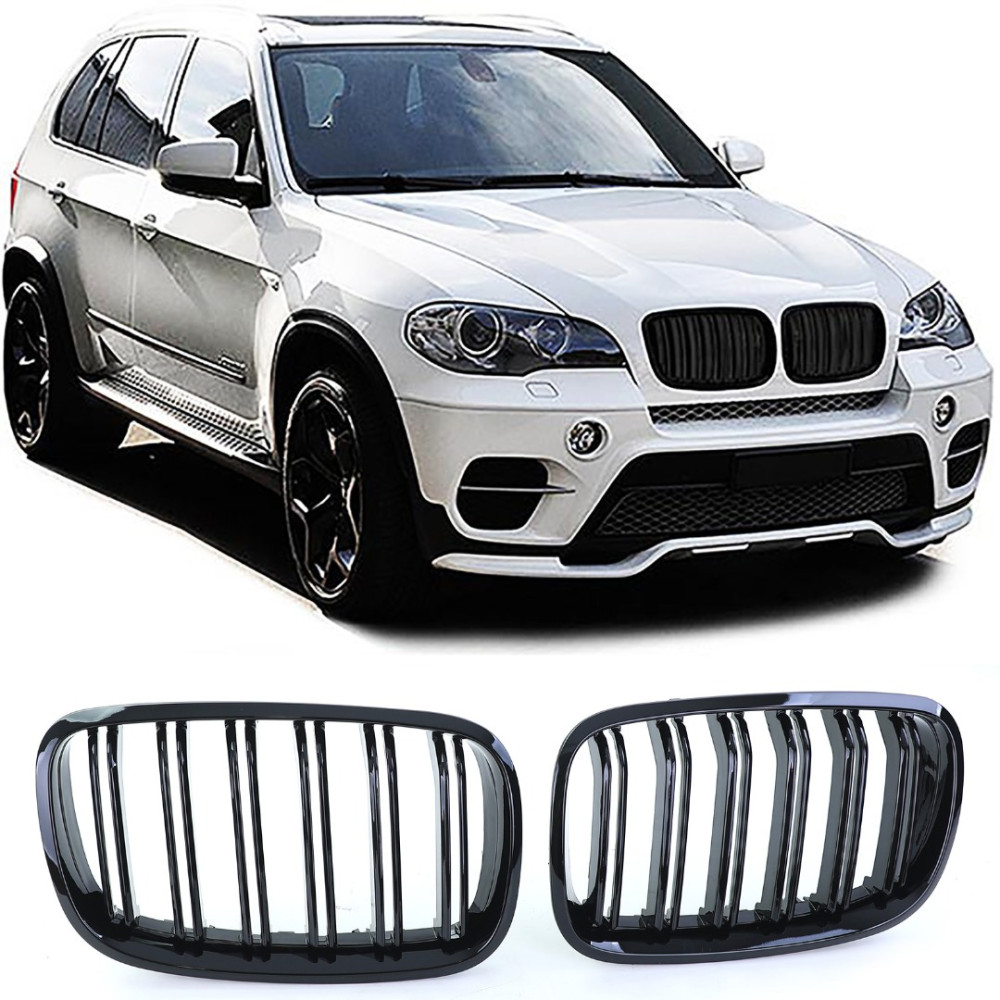 Front grills BMW X5/X6 E70/E71 Double Stripe Piano Black (2007-2014) 40419