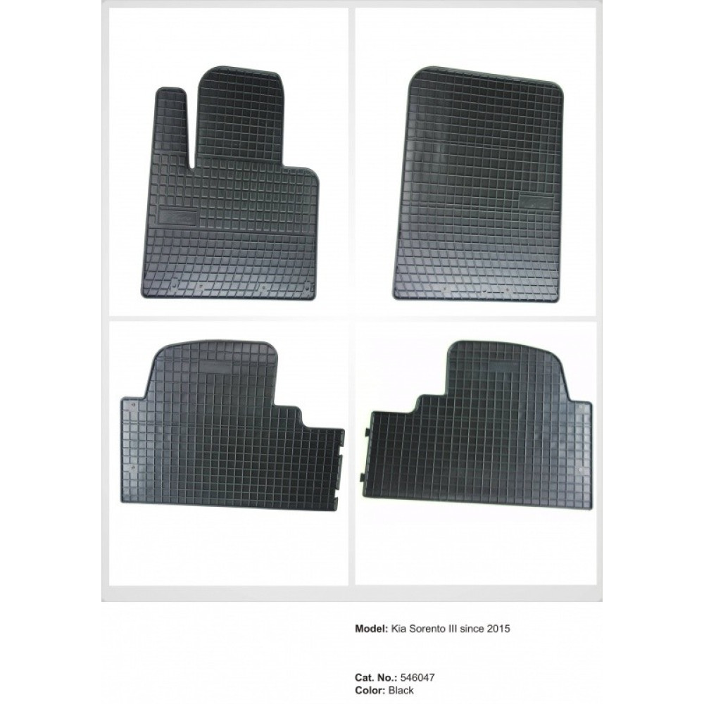 Car rubber floor mats black KIA SORENTO III (5s.)(2015-...) NEGRO
