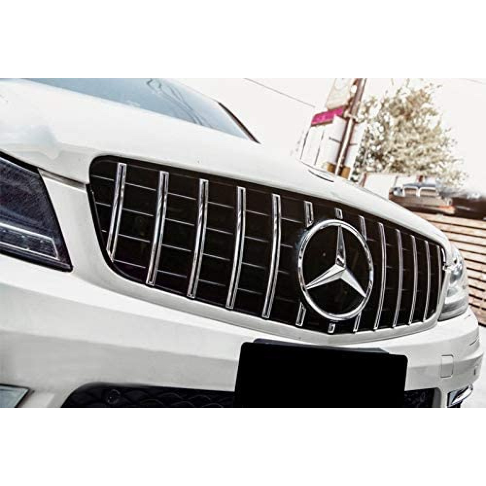 Front grill MB C-class W204 Panamericana Style Black/Chrome (2007-2014)