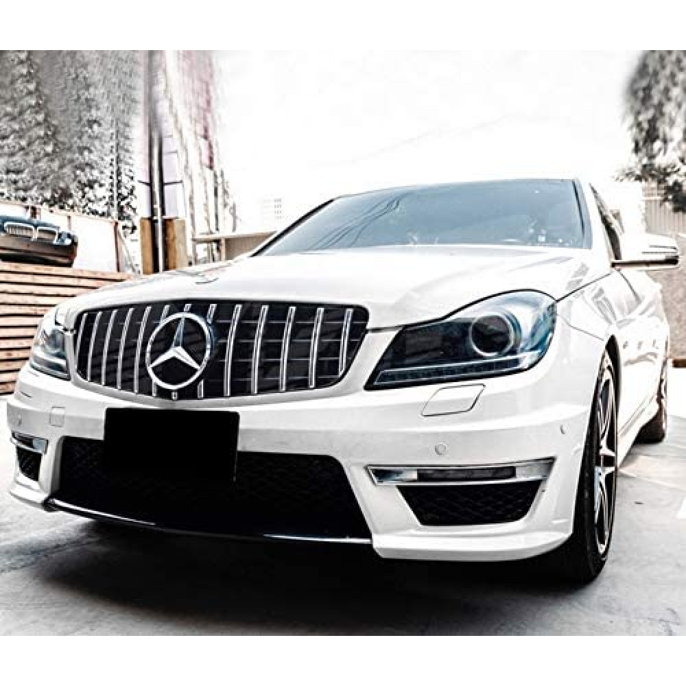 Front grill MB C-class W204 Panamericana Style Black/Chrome (2007-2014)