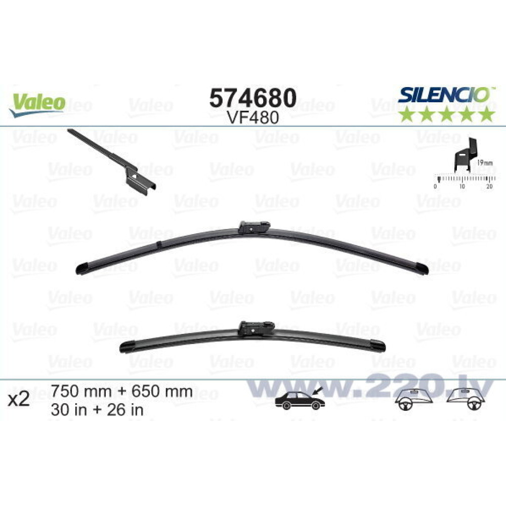 Car wiper blades VALEO SILENCIO X-TRM FORD S-MAX (2006-2015) VF480