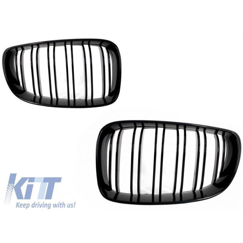 Front grills black gloss BMW 1 E81/E82/E87 Facelift Double Stripe M Design Piano Black (2007-2011) 40414