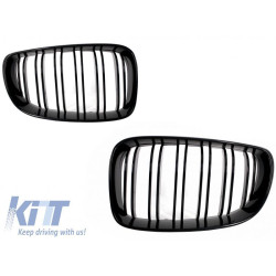 Parrillas delanteras negro brillo BMW 1 E81/E82/E87 Facelift Double Stripe M Design Piano Black (2007-2011) 40414