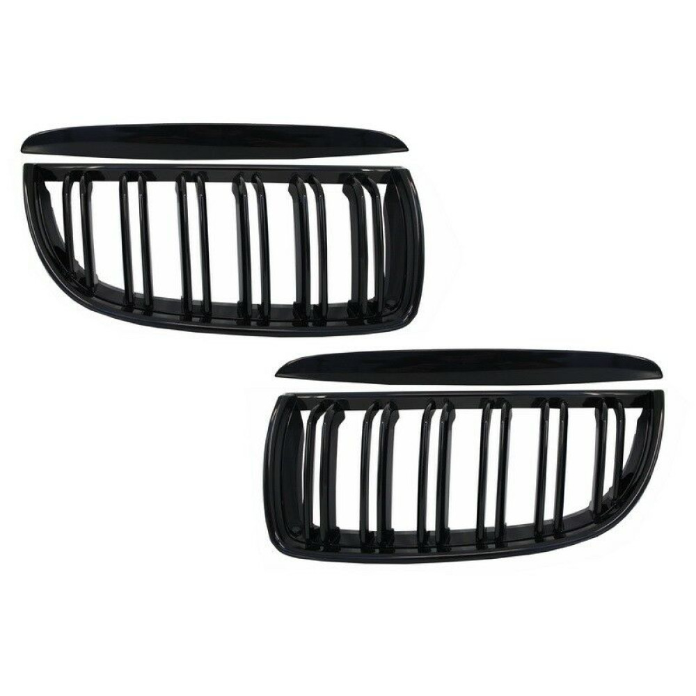 Front grills black gloss BMW 3 E90/E91 Pre-facelift Double Stripe M Design Piano Black (2005-2008)