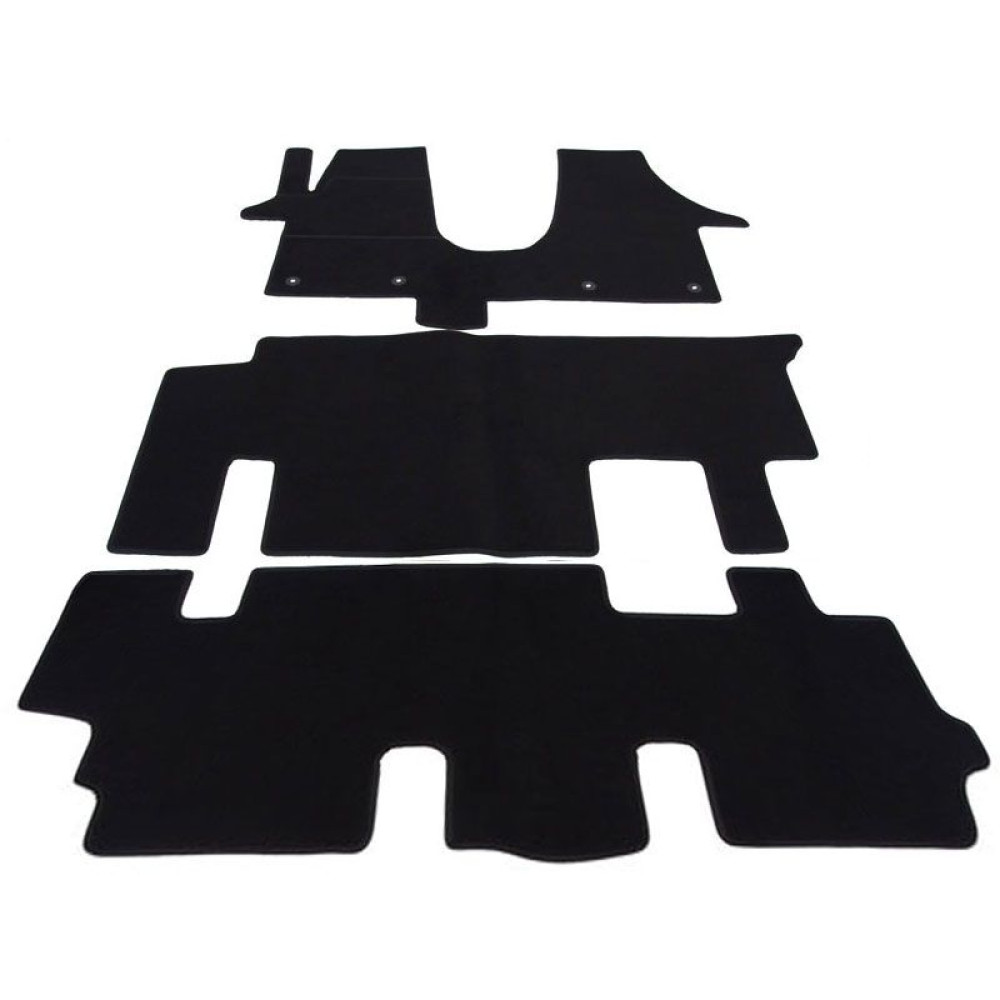 Car textile mats black VW T5 Transporter/Carawelle (9s.)(2003-2015) ELEGANT