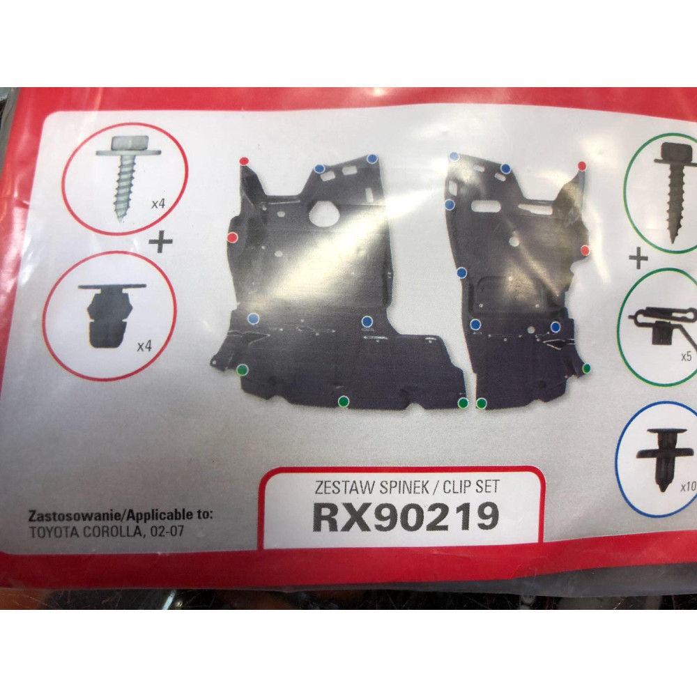 Under engine cover set of fixators TOYOTA COROLLA (2002-2007) RX90219