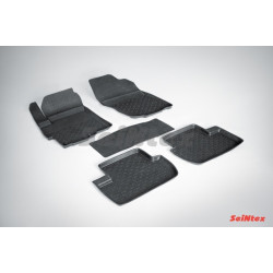Car rubber floor mats black SEINTEX *BORT* MITSUBISHI LANCER (2007-...)