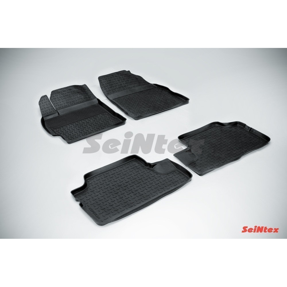 Car rubber floor mats black SEINTEX *BORT* TOYOTA COROLLA (2007-2013)