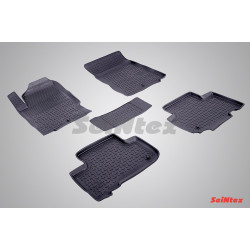 Car rubber floor mats black SEINTEX *BORT* SSANGYONG REXTON III (2012-...)