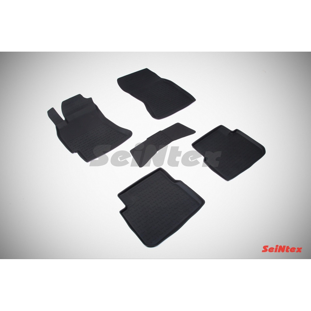 Car rubber floor mats black SEINTEX *BORT* SUBARU FORESTER III (2008-2013)