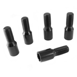Juego de tornillos de rueda negros 14x1,5x28mm con llave interior (+ llave) (20 uds.)